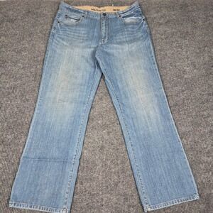 Madison Mens Light Wash Straight Leg 100% Cotton Denim Jeans 38x32